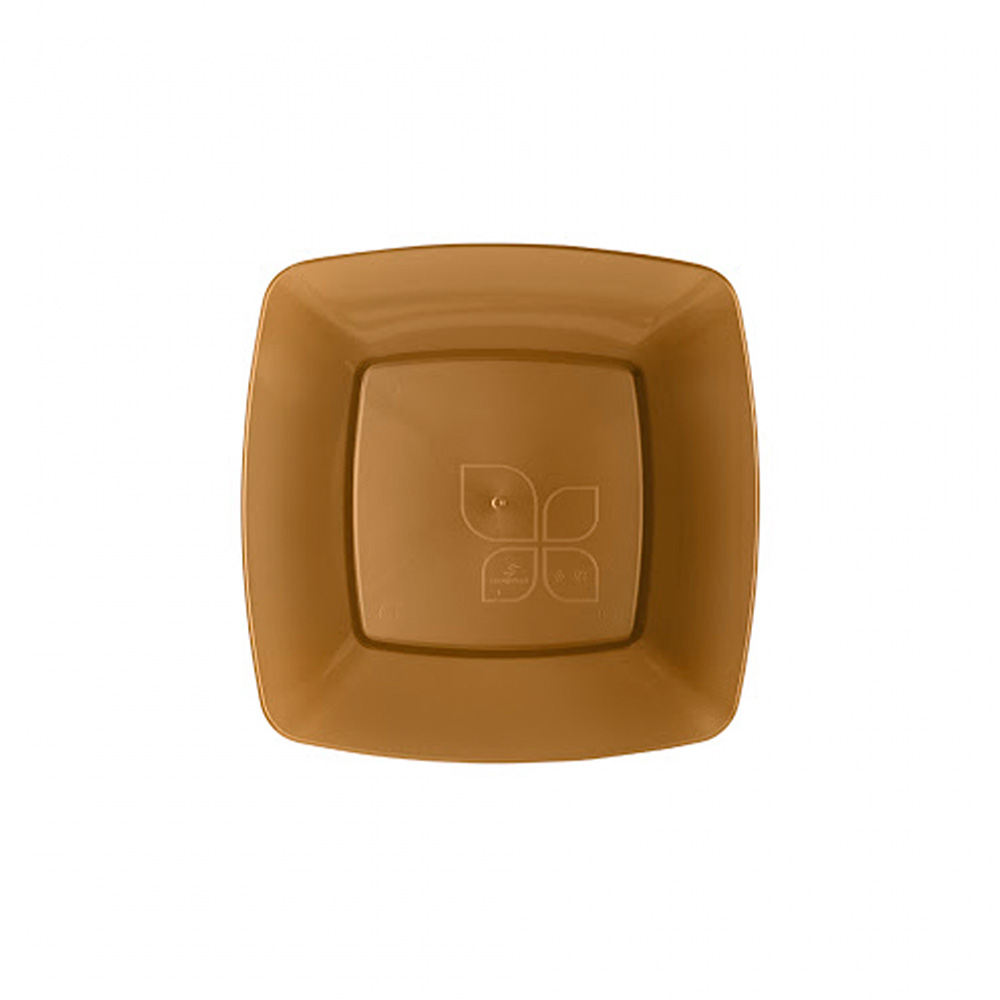 PRATO PLÁSTICO DESCARTÁVEL QUADRADO 21CM DOURADO STRAWPLAST C/10 UNIDADES PRATO PLÁSTICO DESCARTÁVEL QUADRADO 21CM DOURADO STRAWPLAST C/10 UNIDADES