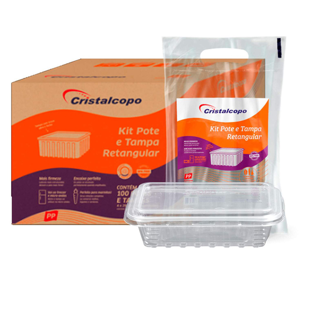 POTE COM TAMPA RETANGULAR 250ML CRISTALCOPO C/25 UNIDADES POTE COM TAMPA RETANGULAR 250ML CRISTALCOPO C/25 UNIDADES