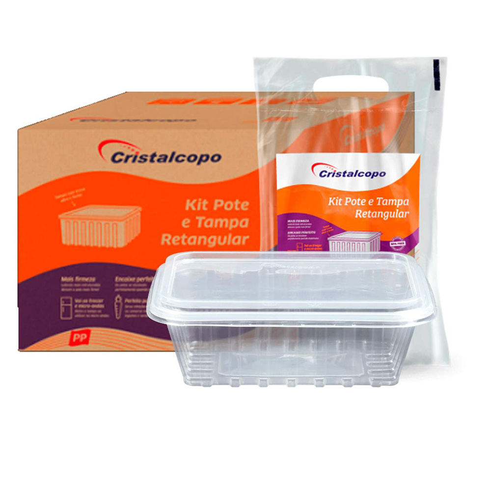 POTE COM TAMPA RETANGULAR 750ML CRISTALCOPO C/25 UNIDADES POTE COM TAMPA RETANGULAR 750ML CRISTALCOPO C/25 UNIDADES