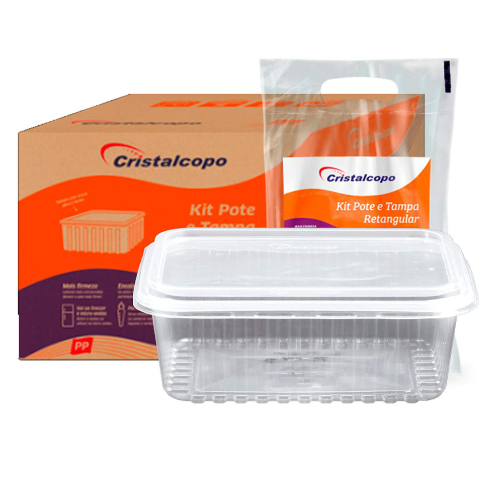 POTE COM TAMPA RETANGULAR 1000ML CRISTALCOPO C/25 UNIDADES POTE COM TAMPA RETANGULAR 1000ML CRISTALCOPO C/25 UNIDADES