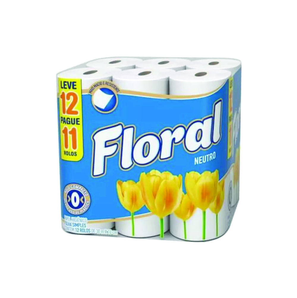 PAPEL HIGIÊNICO FLORAL NEUTRO 12X4 30MTS                                                                                                                                                                         PAPEL HIGIÊNICO FLORAL NEUTRO 12X4 30MTS