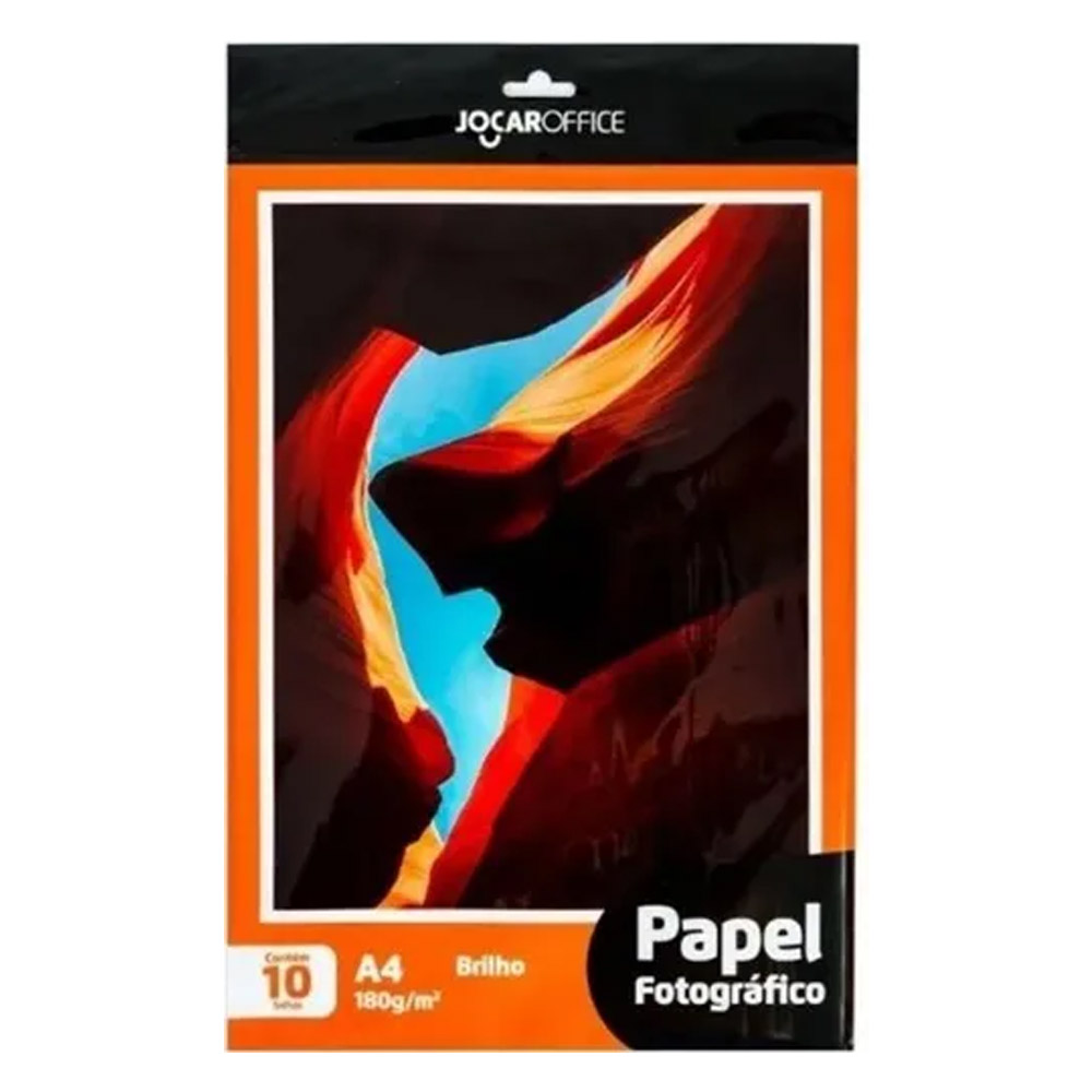 PAPEL FOTOGRÁFICO BRILHO A4 180G/M² C/10 FOLHAS - JOCAR PAPEL FOTOGRÁFICO BRILHO A4 180G/M² C/10 FOLHAS - JOCAR