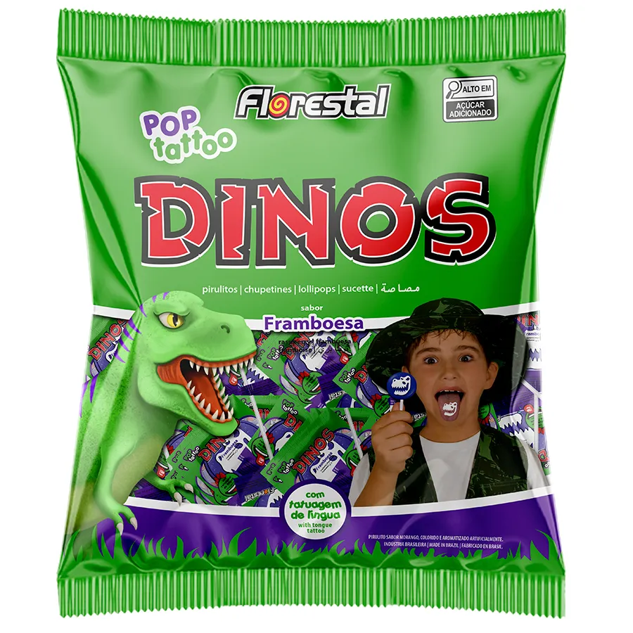 PIRULITO POP TATOO DINOSSAUROS FLORESTAL 400G PIRULITO POP TATOO DINOSSAUROS FLORESTAL 400G