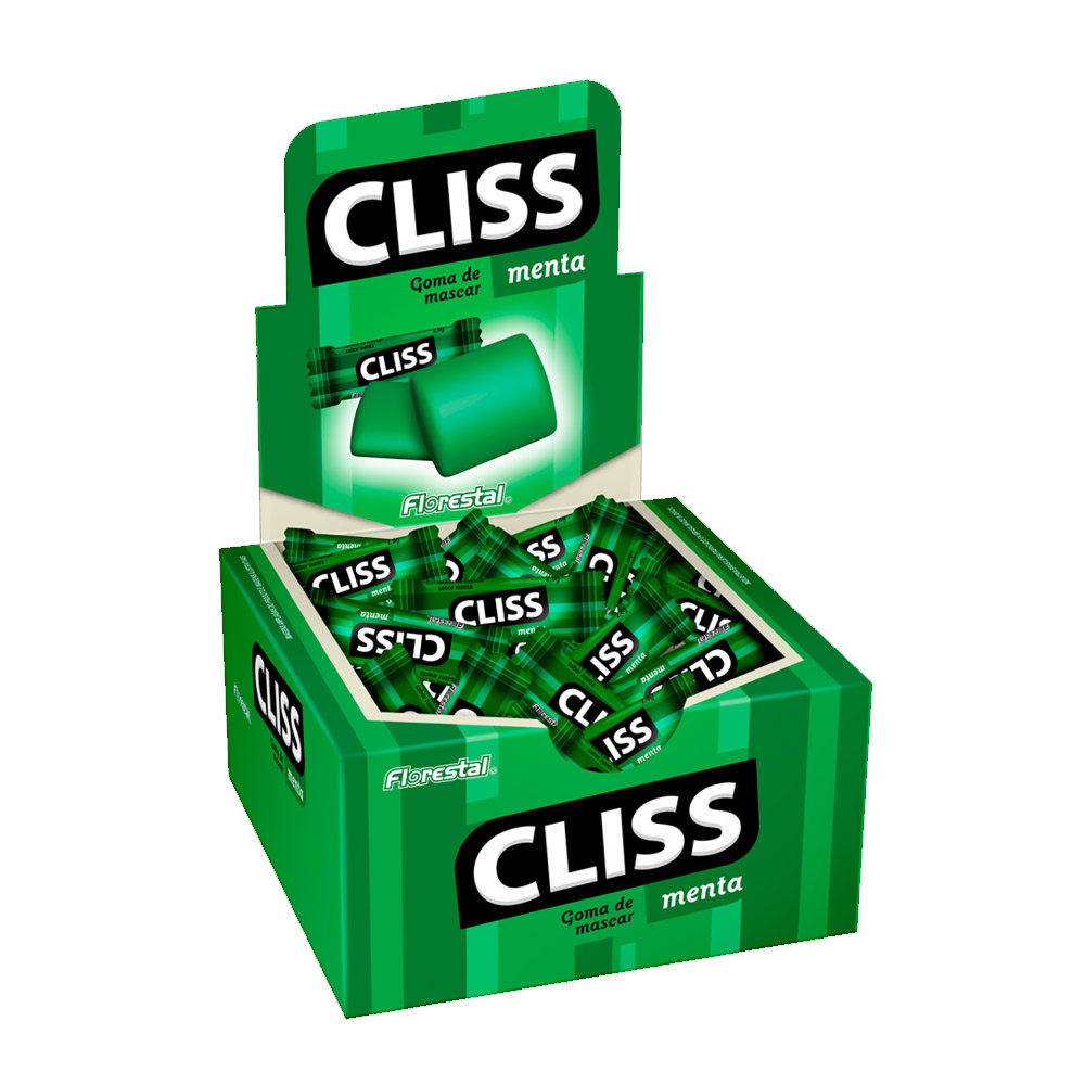 CHICLETE CLISS CARTELA MENTA FLORESTAL 16,8G 12UN                                                                                                                                                          CHICLETE CLISS CARTELA MENTA FLORESTAL 16,8G 12UN