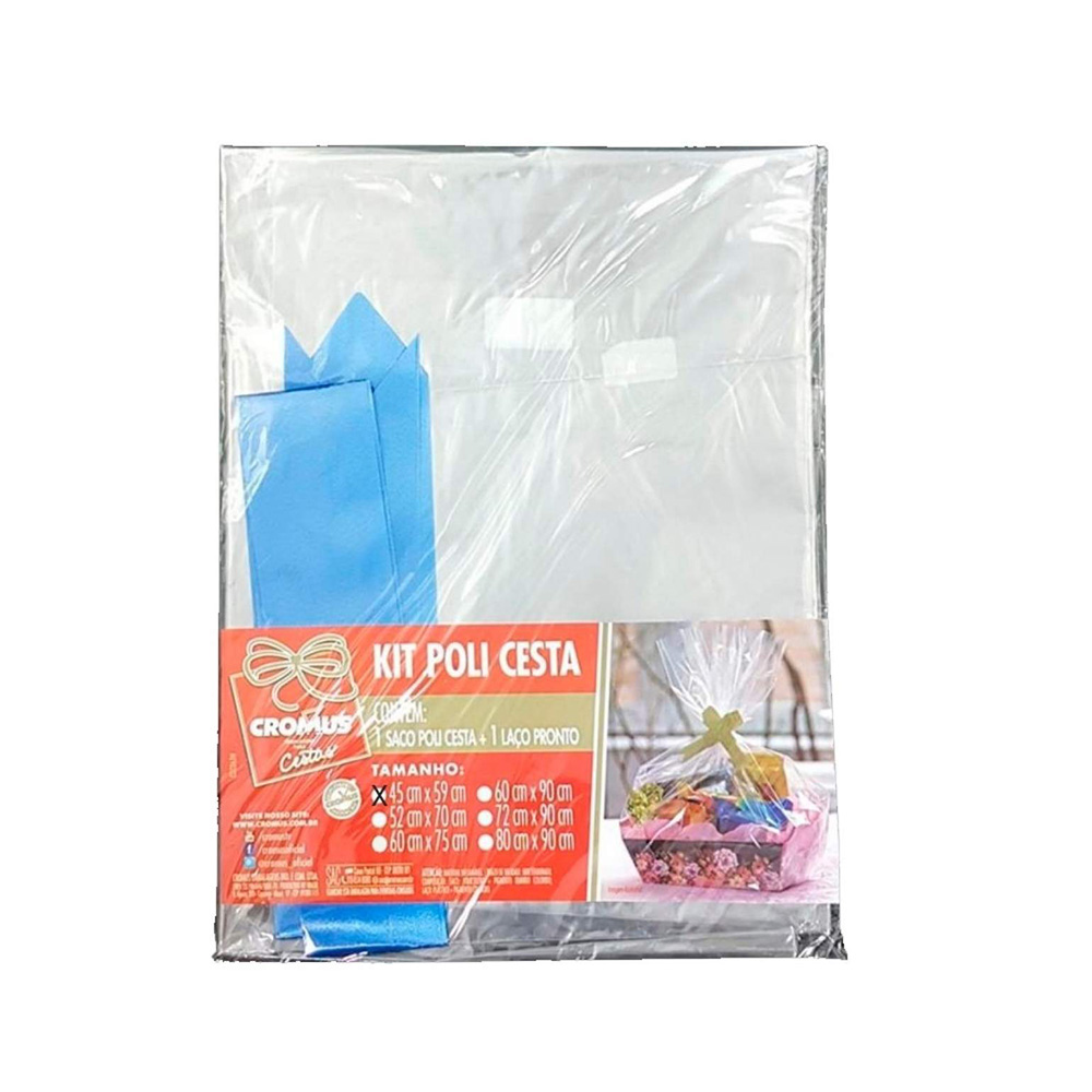 KIT P/ CESTA SACO TRANSPARENTE 45X59 INCOLOR CROMUS KIT P/ CESTA SACO TRANSPARENTE 45X59 INCOLOR CROMUS