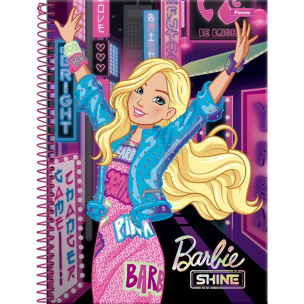Caderno Universitário Barbie 01 matéria Capa Dura 80 folhas - Foroni <br> Caderno Universitário Barbie 01 matéria Capa Dura 80 folhas - Foroni <br>