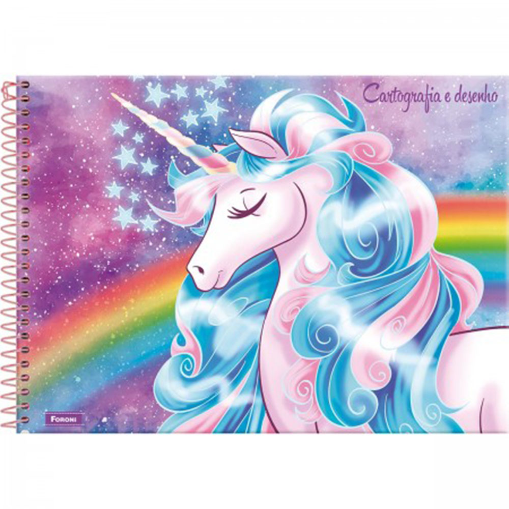 CADERNO CARTOGRAFIA CAPA DURA 80 FOLHAS UNICÓRNIO - FORONI <br> CADERNO CARTOGRAFIA CAPA DURA 80 FOLHAS UNICÓRNIO - FORONI <br>