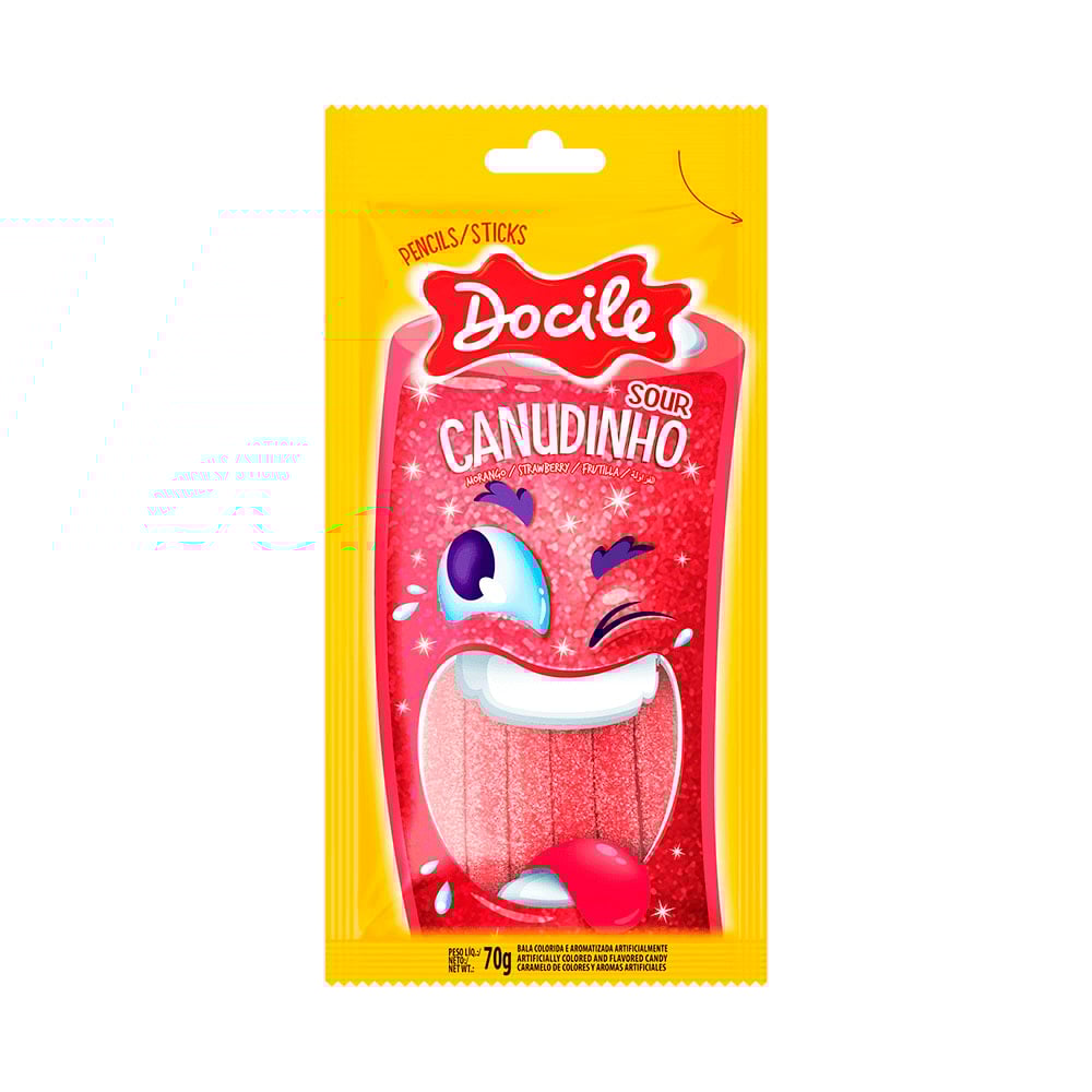 <br><br>REGALIZ CANUDINHO MORANGO CITRICO DOCILE 70G                                                                                                                                                             <br><br>REGALIZ CANUDINHO MORANGO CITRICO DOCILE 70G