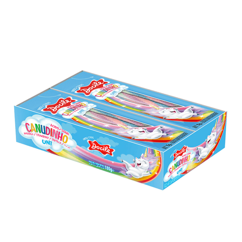 Canudinho Regaliz Colorido Morango Cítrico Unicórnio 12unX15g - Docile <br> Canudinho Regaliz Colorido Morango Cítrico Unicórnio 12unX15g - Docile <br>
