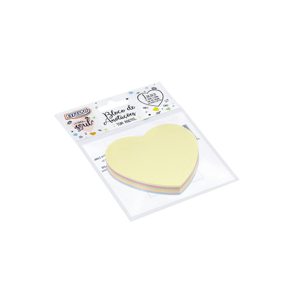 Bloco smart notes 70x70mm coração pastel 100fls 1bloco - Brw Bloco smart notes 70x70mm coração pastel 100fls 1bloco - Brw