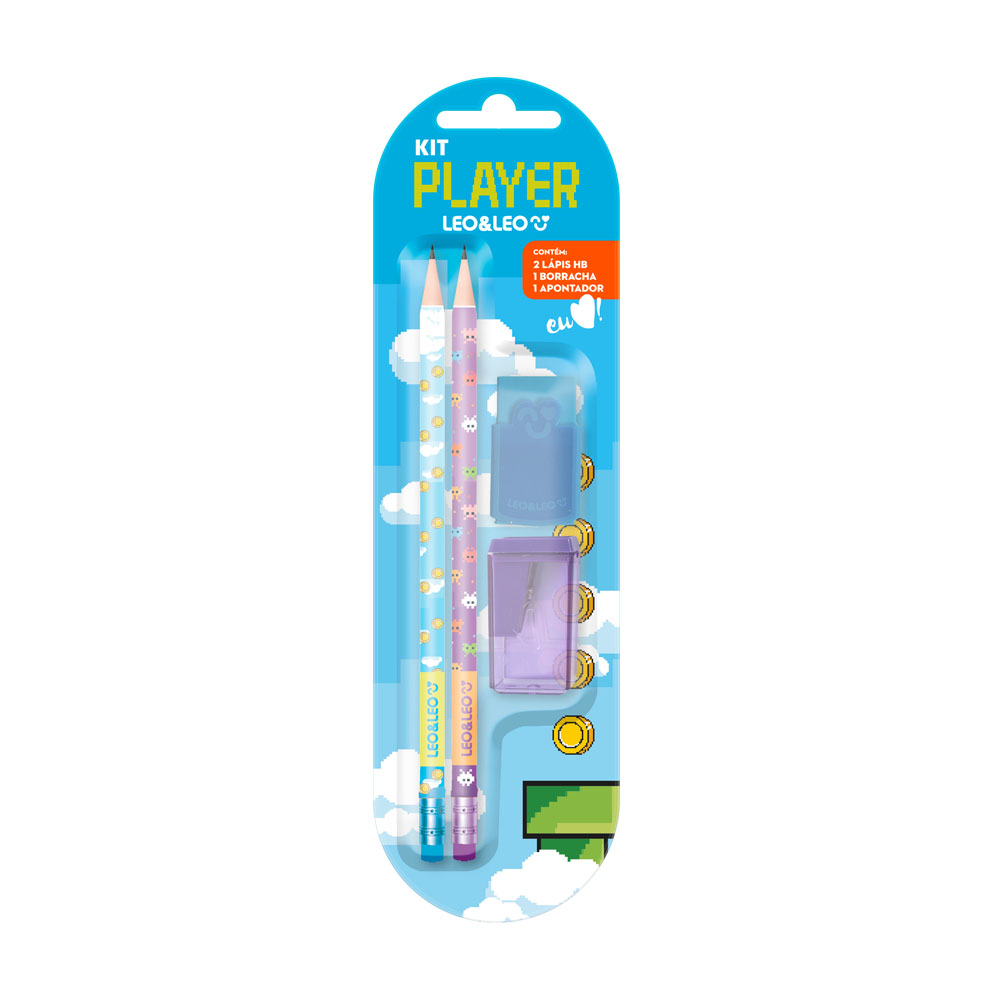KIT PLAYER LÁPIS + APONTADOR + BORRACHA BLISTER - LEO&LEO KIT PLAYER LÁPIS + APONTADOR + BORRACHA BLISTER - LEO&LEO