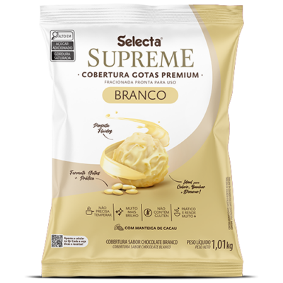 COBERTURA EM GOTAS CHOCO BRANCO SELECTA - 1,01KG                                                                                                                                                           COBERTURA EM GOTAS CHOCO BRANCO SELECTA - 1,01KG