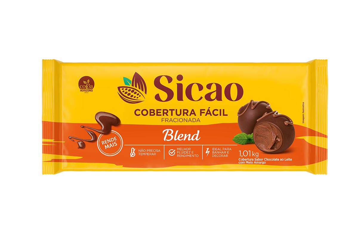 Cobertura Chocolate Fracionado Blend Dia A Dia 1,01kg - SICAO<br> Cobertura Chocolate Fracionado Blend Dia A Dia 1,01kg - SICAO<br>