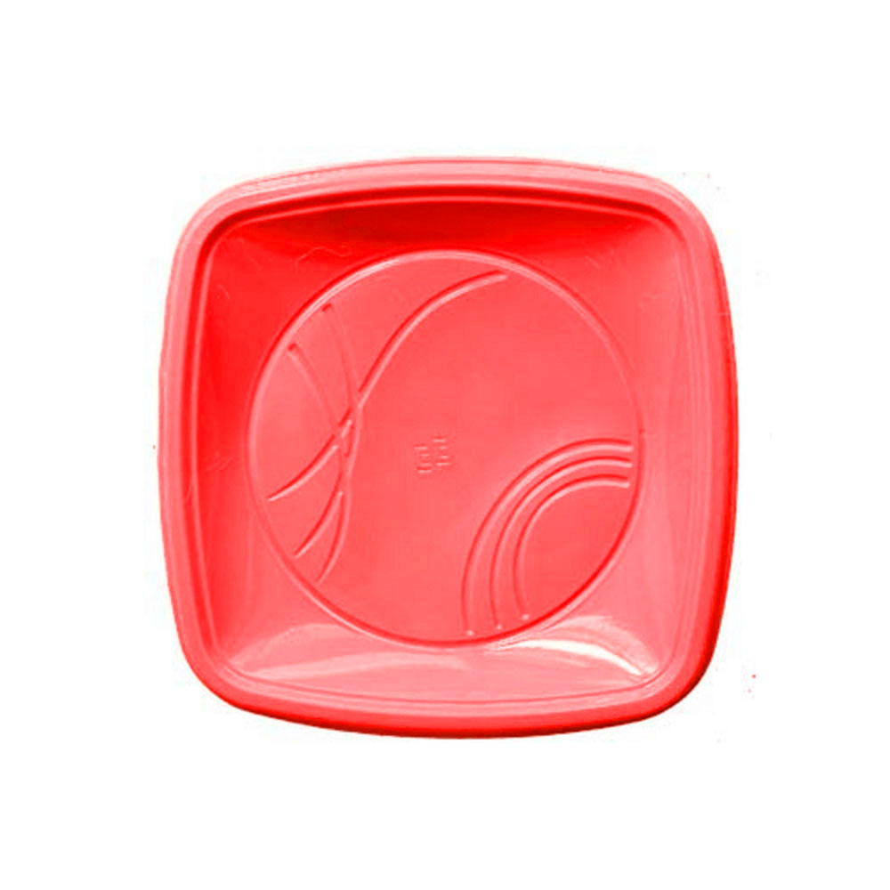 PRATO PLÁSTICO QUADRADO 15CM BIODEGRADÁVEL VERMELHO COM 10 UN - TRIK  PRATO PLÁSTICO QUADRADO 15CM BIODEGRADÁVEL VERMELHO COM 10 UN - TRIK