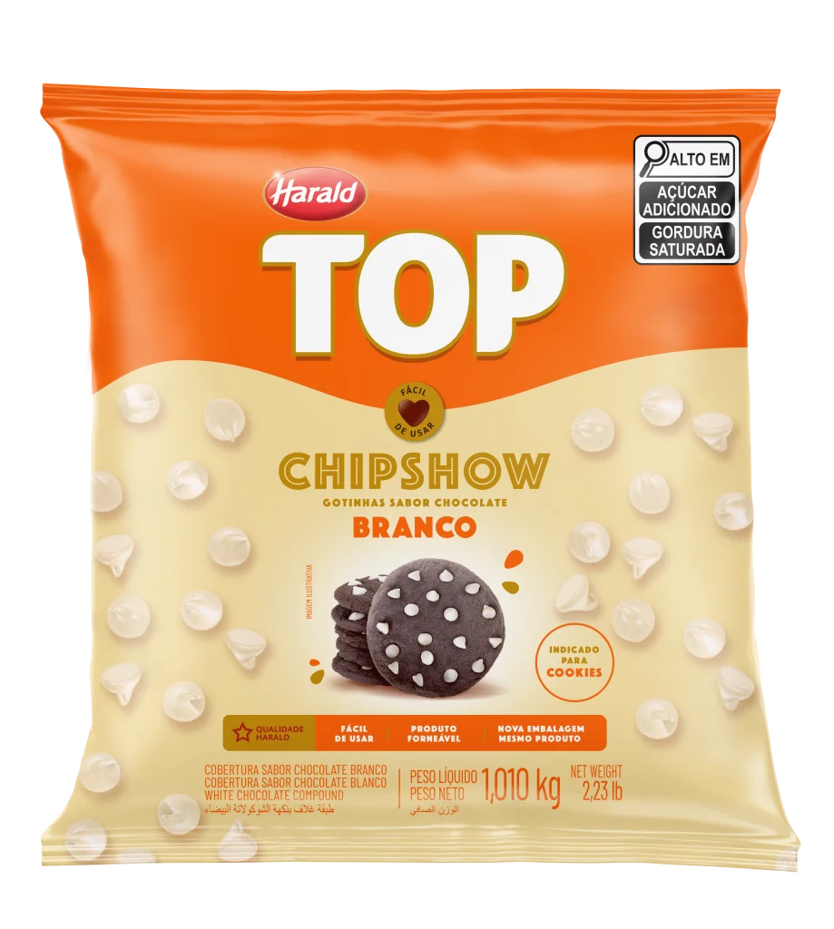 Gotas de Chocolate Branco Top Chipshow 1,05kg - Harald<br><br> Gotas de Chocolate Branco Top Chipshow 1,05kg - Harald<br><br>
