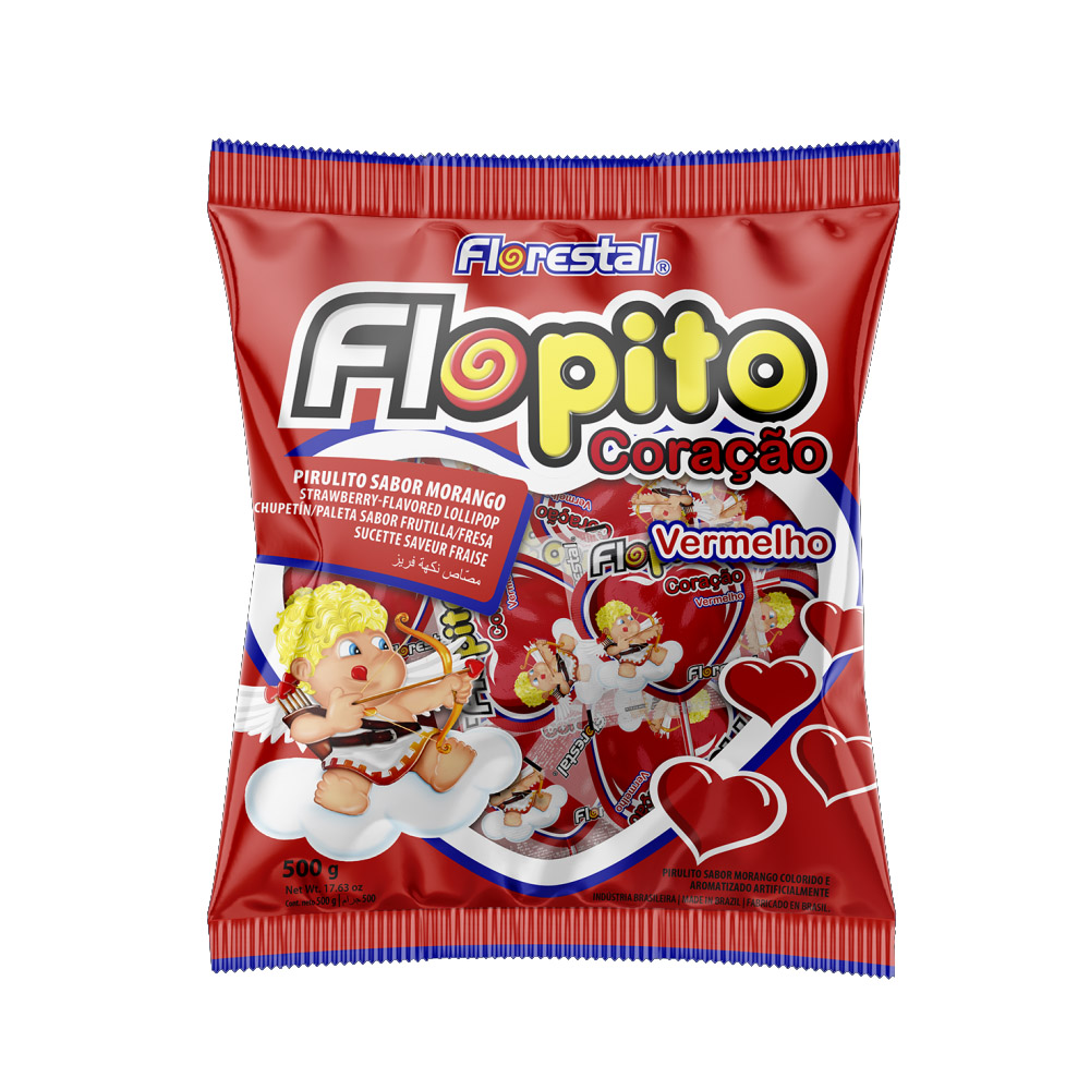 PIRULITO CORACAO VERMELHO FLOPITO 500G - FLORESTAL                                                                                                                                                       PIRULITO CORACAO VERMELHO FLOPITO 500G - FLORESTAL