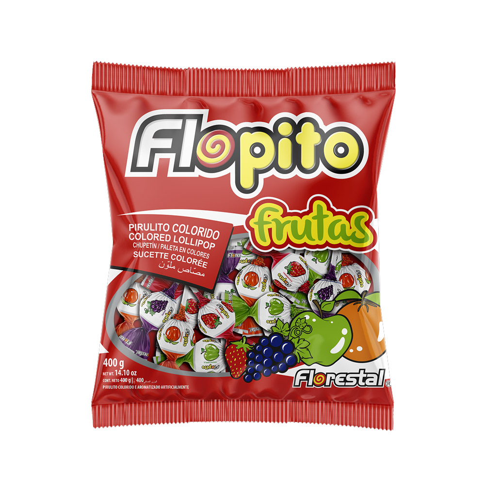PIRULITO FRUTAS FLOPITO 400G -  FLORESTAL                                                                                                                                                                 PIRULITO FRUTAS FLOPITO 400G -  FLORESTAL