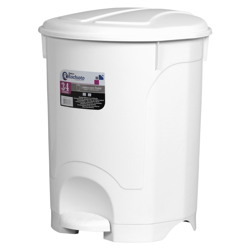 LIXEIRA COM PEDAL REDONDA BRANCA 34L - RISCHIOTO  LIXEIRA COM PEDAL REDONDA BRANCA 34L - RISCHIOTO