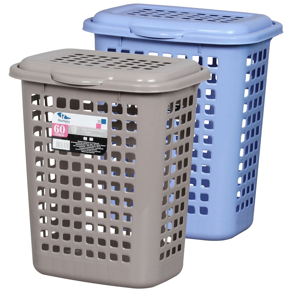 CESTO TELADO RETANGULAR COM TAMPA 60L - REF.9171 - RISCHIOTO CESTO TELADO RETANGULAR COM TAMPA 60L - REF.9171 - RISCHIOTO