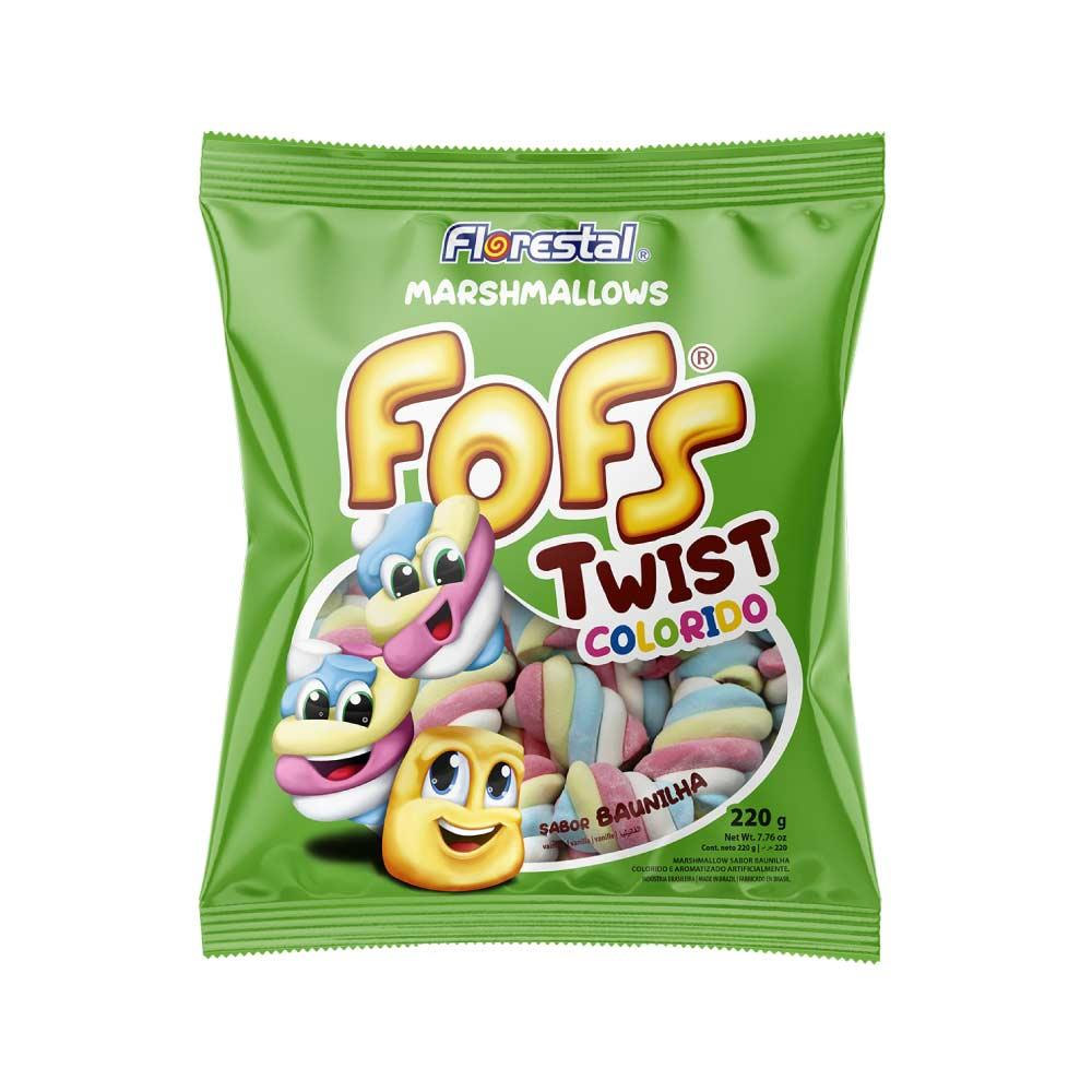 Marshmallows Fofs Twist Colorido 220g - Florestal<br><br>