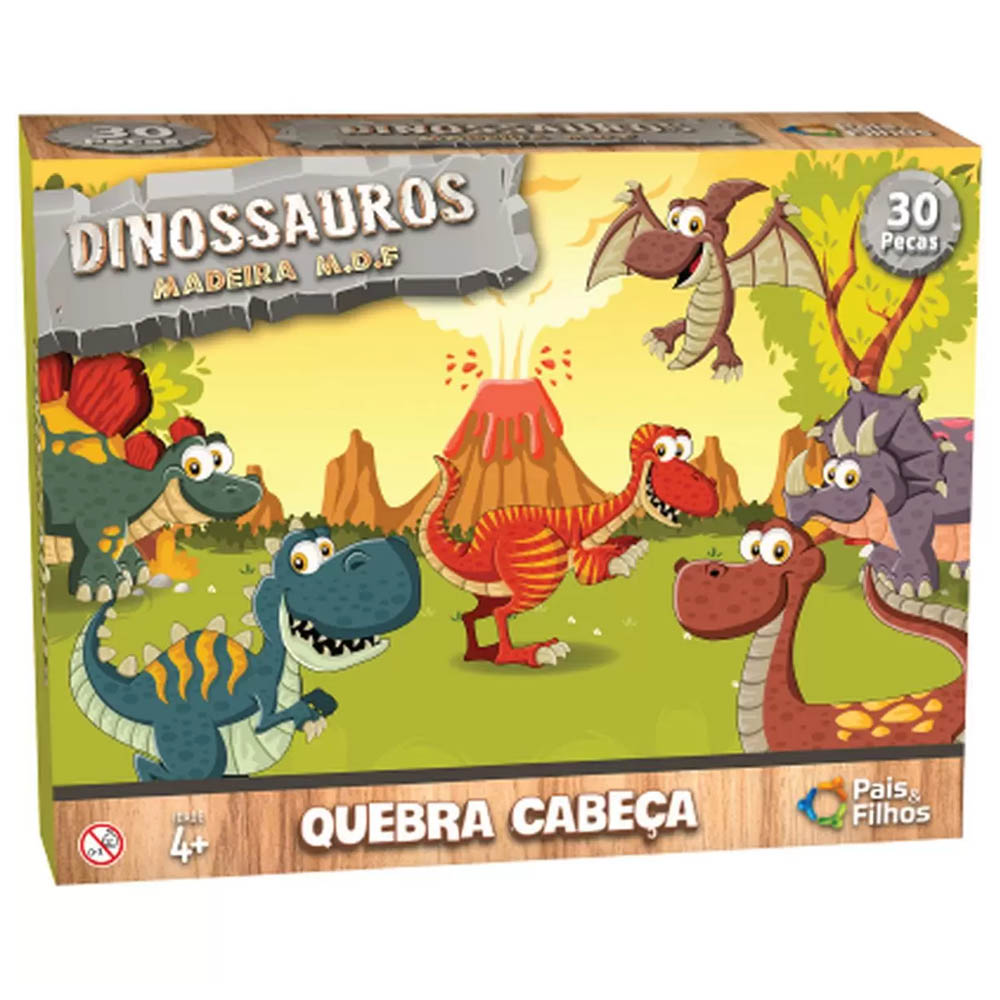 QUEBRA CABEÇA MADEIRA DINOSSAUROS 30 PEÇAS - PAIS E FILHOS<br> QUEBRA CABEÇA MADEIRA DINOSSAUROS 30 PEÇAS - PAIS E FILHOS<br>