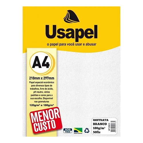 PAPEL GOFFRATA BRA 180GR C/50FL USAPEL                                                                                                                                                                  