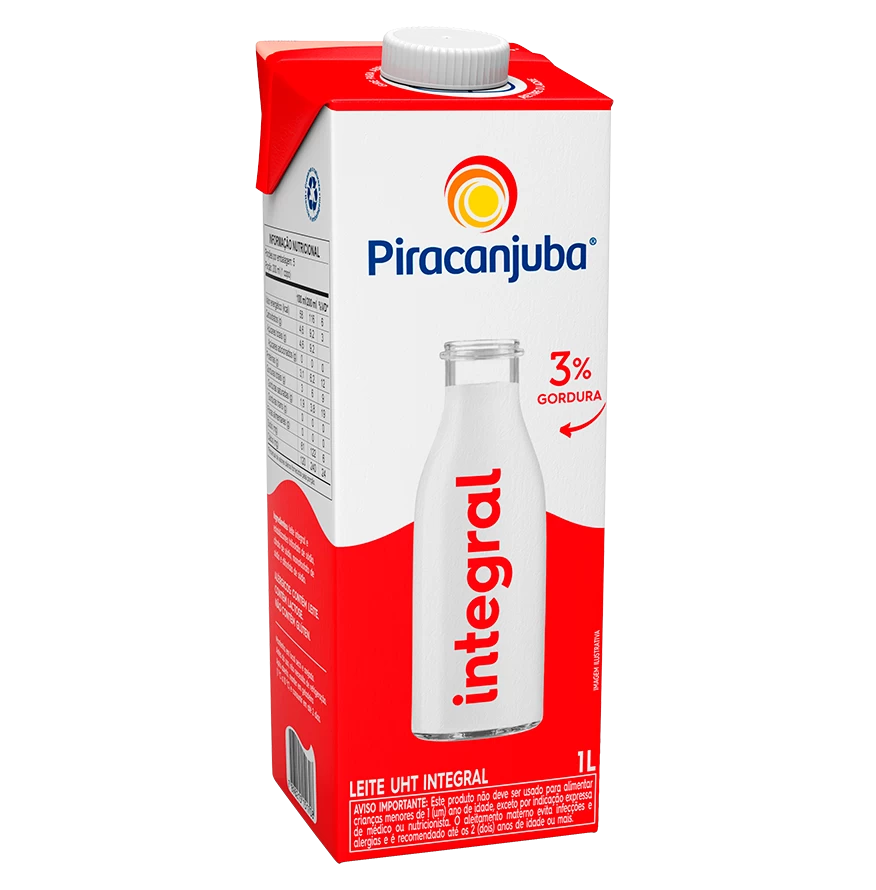 LEITE LIQUIDO UHT INTEGRAL PIRACANJUBA 1L  LEITE LIQUIDO UHT INTEGRAL PIRACANJUBA 1L