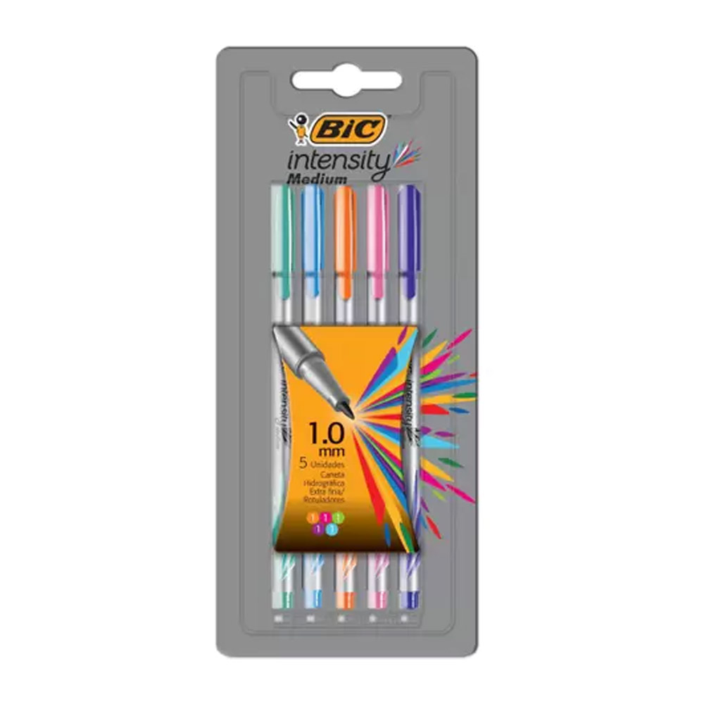 CANETA INTENSITY MEDIUM BLISTER COM 5 UN - BIC CANETA INTENSITY MEDIUM BLISTER COM 5 UN - BIC