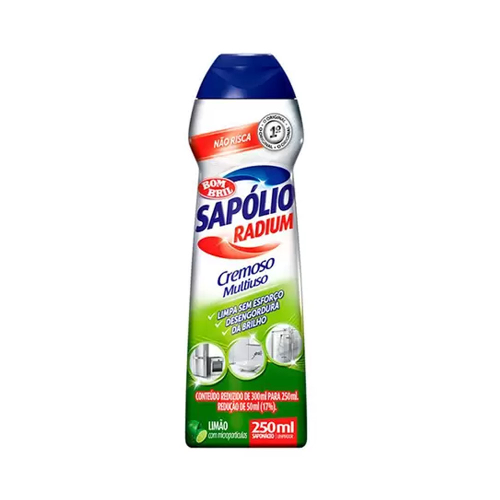 SAPÓLIO RADIUM CREMOSO LIMÃO 250ML - BOMBRIL     SAPÓLIO RADIUM CREMOSO LIMÃO 250ML - BOMBRIL