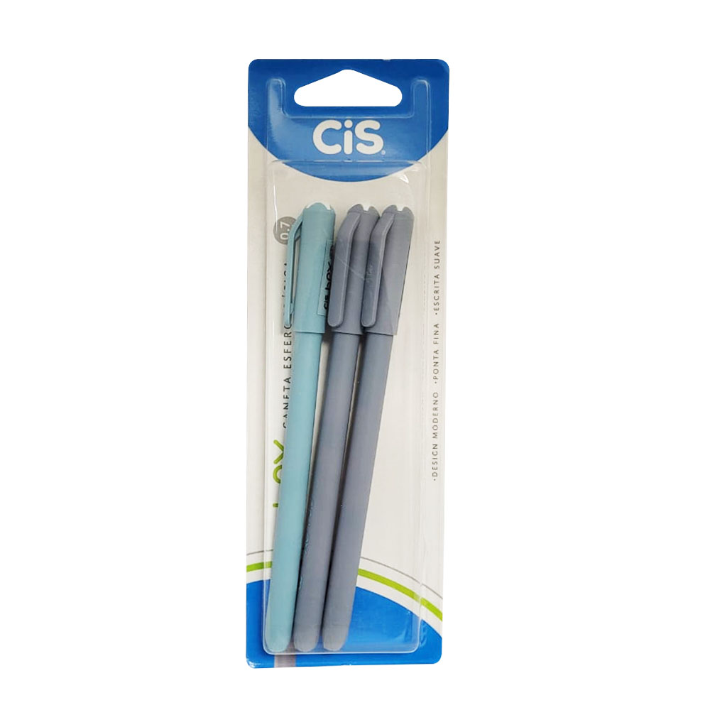 CANETA ESFEROGRÁFICA BPX 0.7MM 1 AZUL / 2 PRETAS - CIS<br> CANETA ESFEROGRÁFICA BPX 0.7MM 1 AZUL / 2 PRETAS - CIS<br>