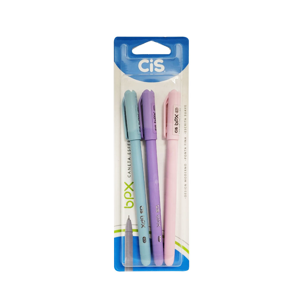CANETA ESFEROGRÁFICA BPX 0.7MM AZUL/ROSA/LILÁS - CIS<br> CANETA ESFEROGRÁFICA BPX 0.7MM AZUL/ROSA/LILÁS - CIS<br>