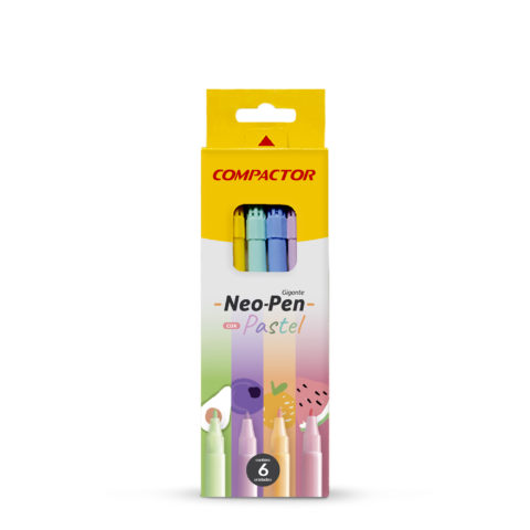 PINCEL HIDROGRÁFICO NEO PEN GIGANTE COM 6 UN FINO PASTEL - COMPACTOR<br> PINCEL HIDROGRÁFICO NEO PEN GIGANTE COM 6 UN FINO PASTEL - COMPACTOR<br>