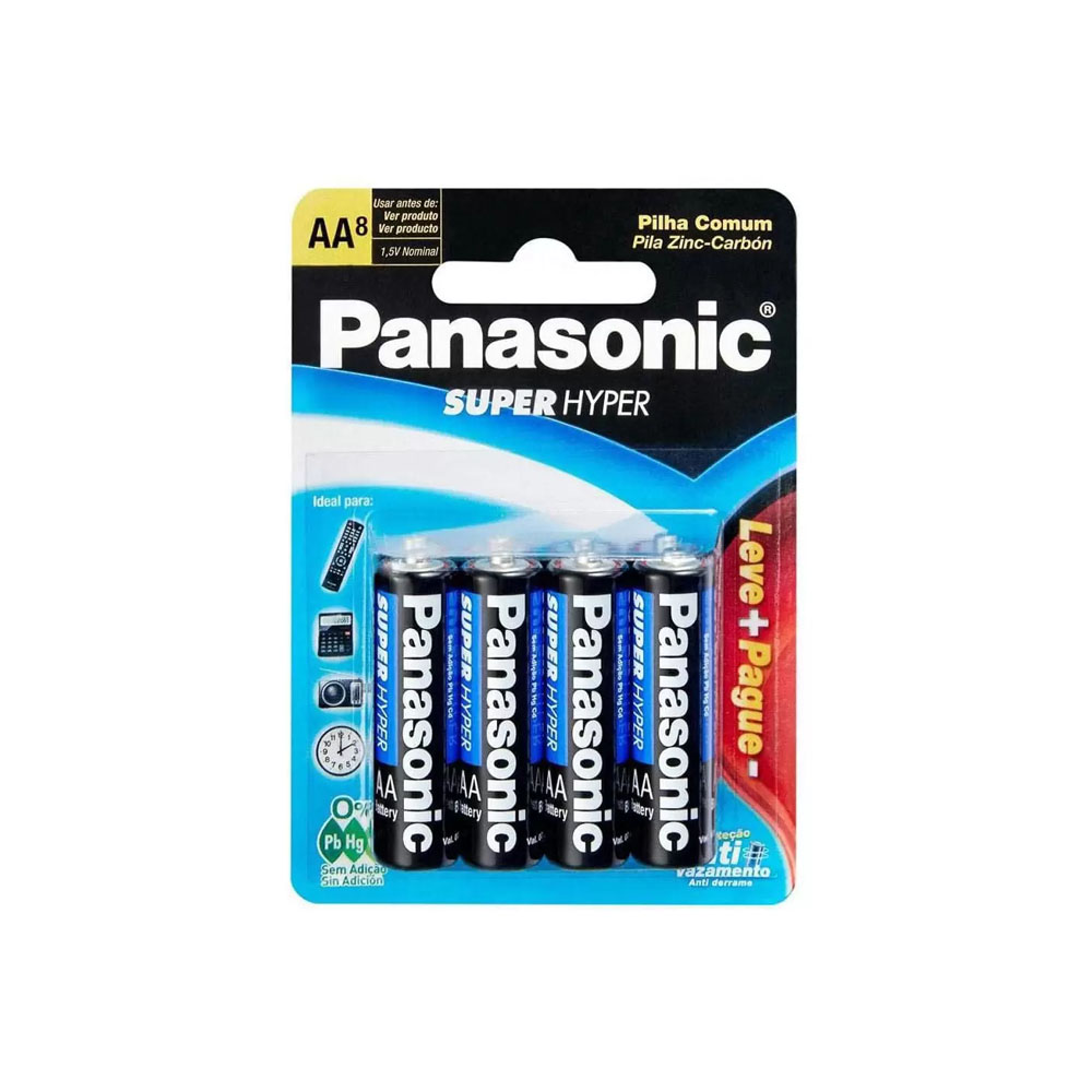 PILHA COMUM PEQUENA AA PANASONIC C/8<br> PILHA COMUM PEQUENA AA PANASONIC C/8<br>