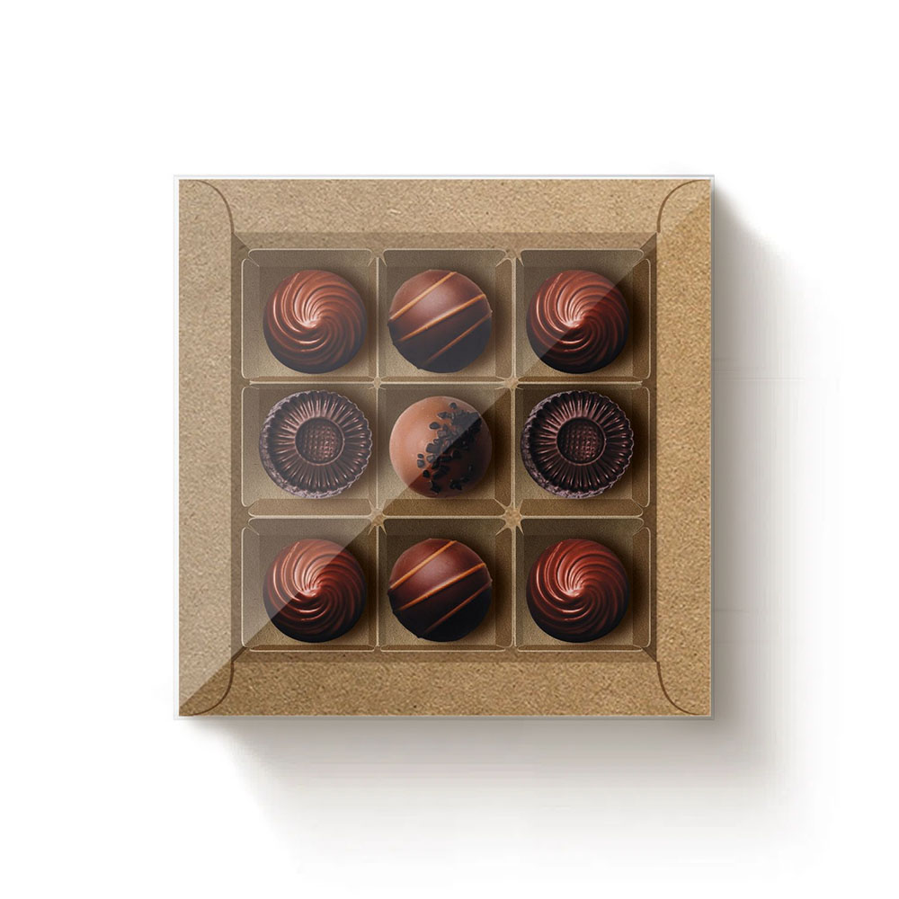 CAIXA QUADRADA COM TAMPA P/9 DOCINHOS KRAFT 13X13X4 UN - CROMUS<br> CAIXA QUADRADA COM TAMPA P/9 DOCINHOS KRAFT 13X13X4 UN - CROMUS<br>