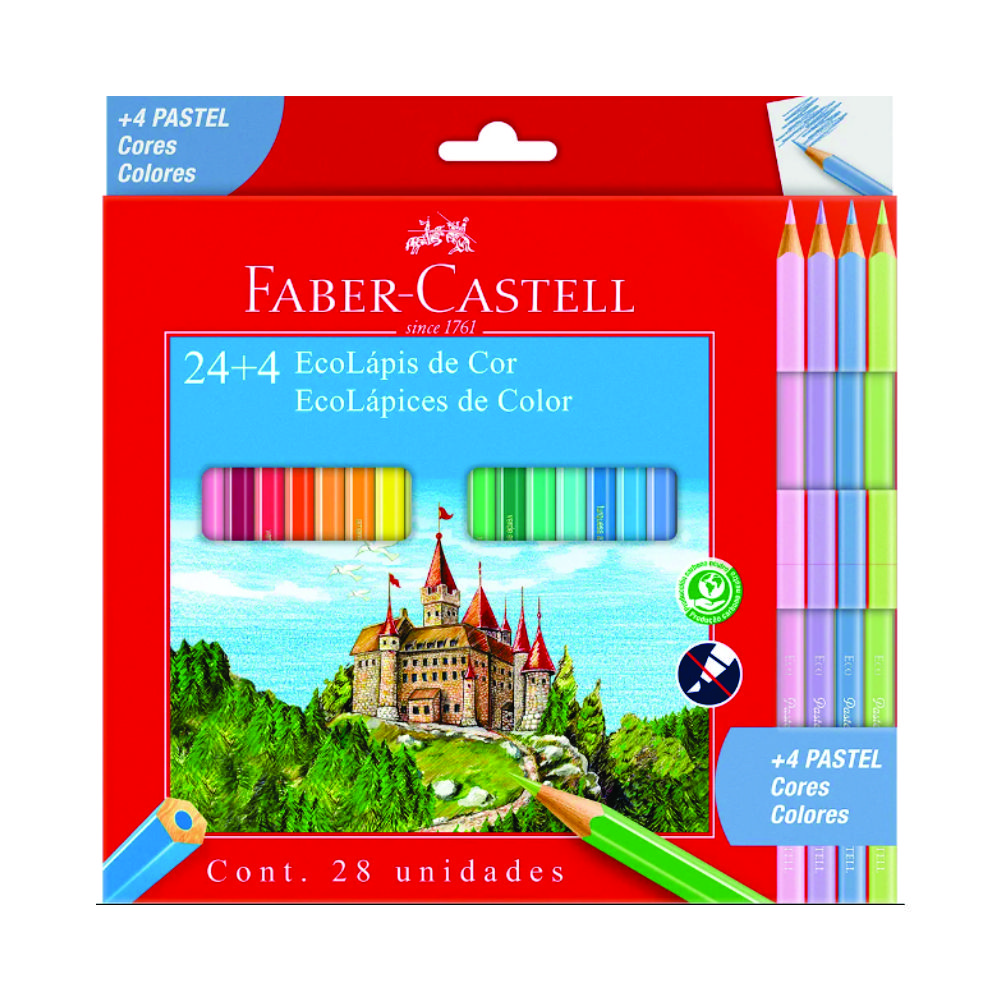 Lápis de Cor Faber Castell 24+4 Cores                                                                                                                                                              Lápis de Cor Faber Castell 24+4 Cores