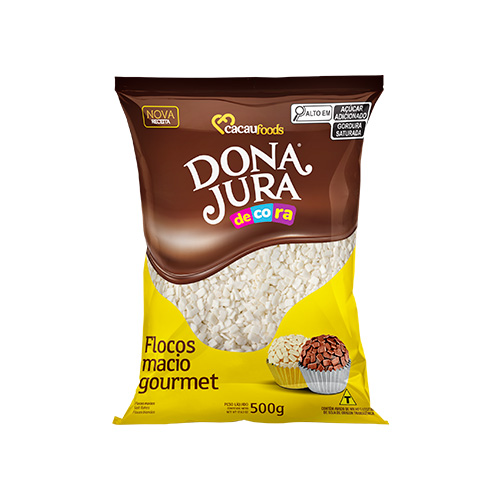 FLOCOS MACIOS CHOCOLATE BRANCO DONA JURA 500G<br> FLOCOS MACIOS CHOCOLATE BRANCO DONA JURA 500G<br>
