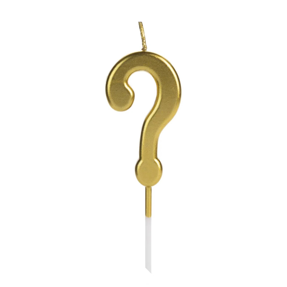 VELA ANIVERSÁRIO PICK DOURADA INTERROGAÇÃO SILVER<br> VELA ANIVERSÁRIO PICK DOURADA INTERROGAÇÃO SILVER<br>