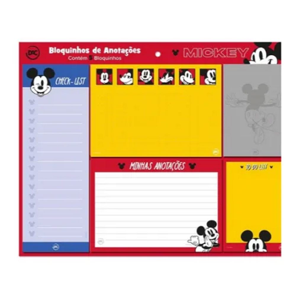 BLOCO ANOTAÇÕES C/5 TAMANHOS MICKEY 20FL DAC<br>