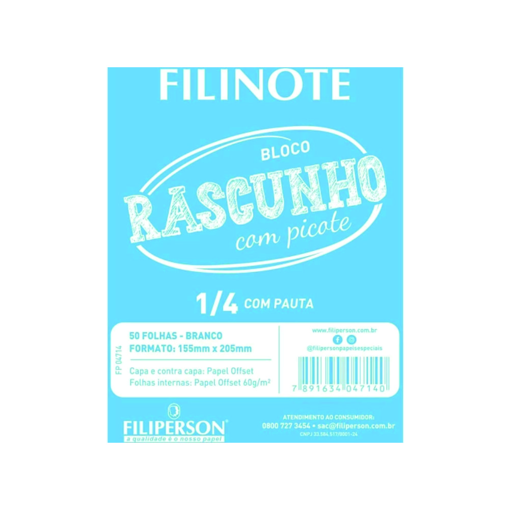 BLOCO RASCUNHO COM PICOTE 155X205 C/100 FOLHAS FILINOTE BLOCO RASCUNHO COM PICOTE 155X205 C/100 FOLHAS FILINOTE