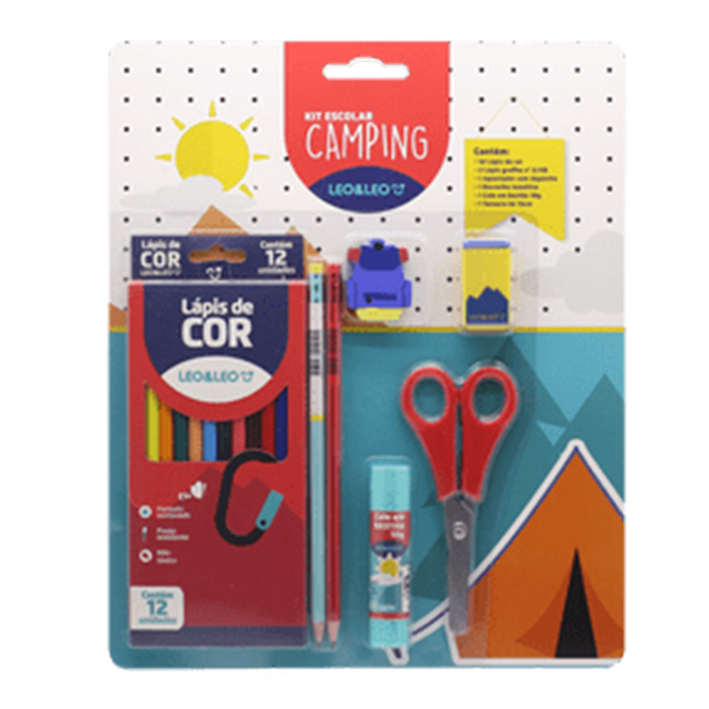 KIT ESCOLAR CAMPING LAPIS DE COR 12 CORES BLISTER LEO&LEO<br> KIT ESCOLAR CAMPING LAPIS DE COR 12 CORES BLISTER LEO&LEO<br>
