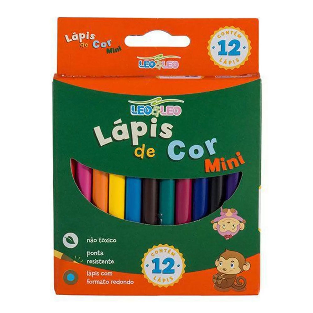 LÁPIS DE COR 12 CORES MINI SEXTAVADO LEO & LEO<br> LÁPIS DE COR 12 CORES MINI SEXTAVADO LEO & LEO<br>