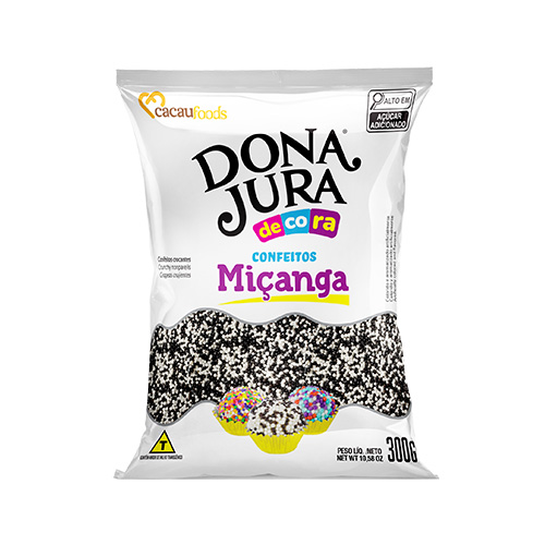 CONFEITO MIÇANGA BRANCO E PRETO DECORA 300G<br> CONFEITO MIÇANGA BRANCO E PRETO DECORA 300G<br>