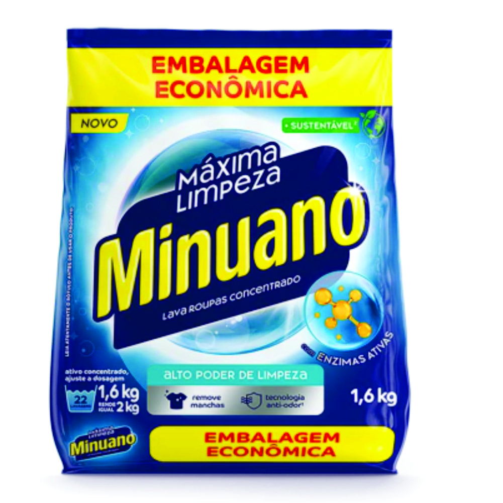 SABÃO EM PÓ AZUL MINUANO EMBALAGEM ECONOMICA 1,6KG