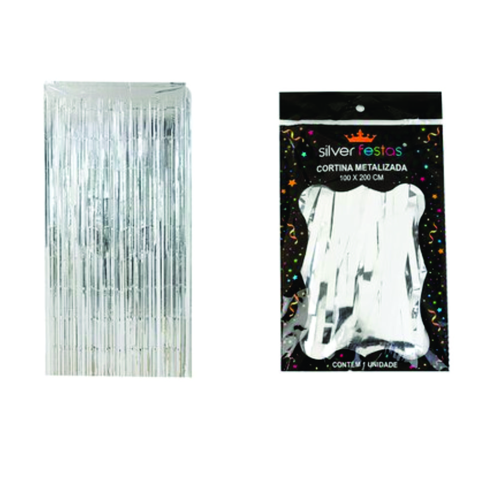 CORTINA DE FRANJA METALIZADA PRATA 100X200CM SILVER CORTINA DE FRANJA METALIZADA PRATA 100X200CM SILVER