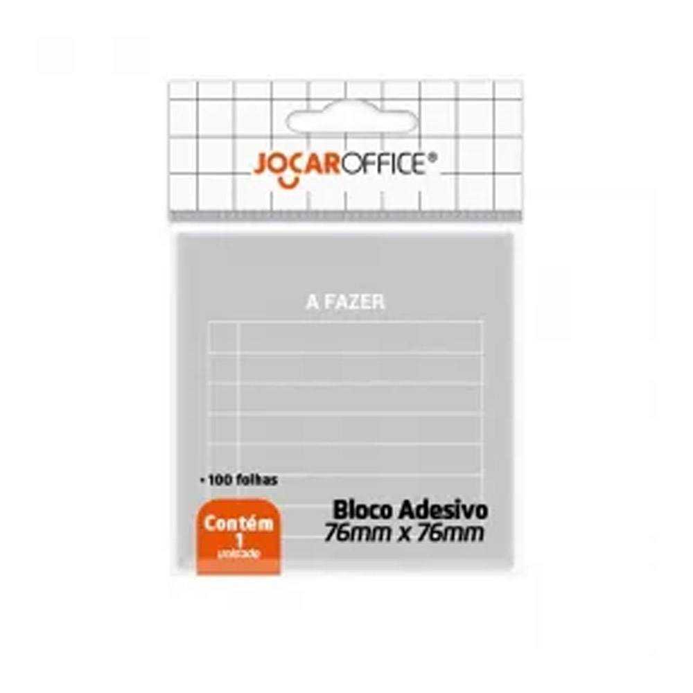 BLOCO ADESIVO A FAZER CINZA 76X76MM JOCAR 100FL<br> BLOCO ADESIVO A FAZER CINZA 76X76MM JOCAR 100FL<br>