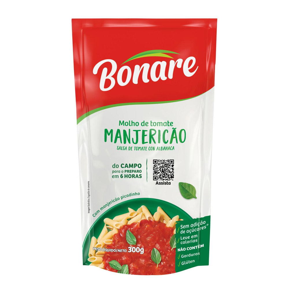MOLHO DE TOMATE MANJERICÃO BONARE 300G<br> MOLHO DE TOMATE MANJERICÃO BONARE 300G<br>