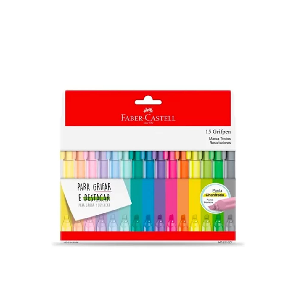 MARCA TEXTO GRIFPEN 15 CORES FABER CASTELL<br> MARCA TEXTO GRIFPEN 15 CORES FABER CASTELL<br>