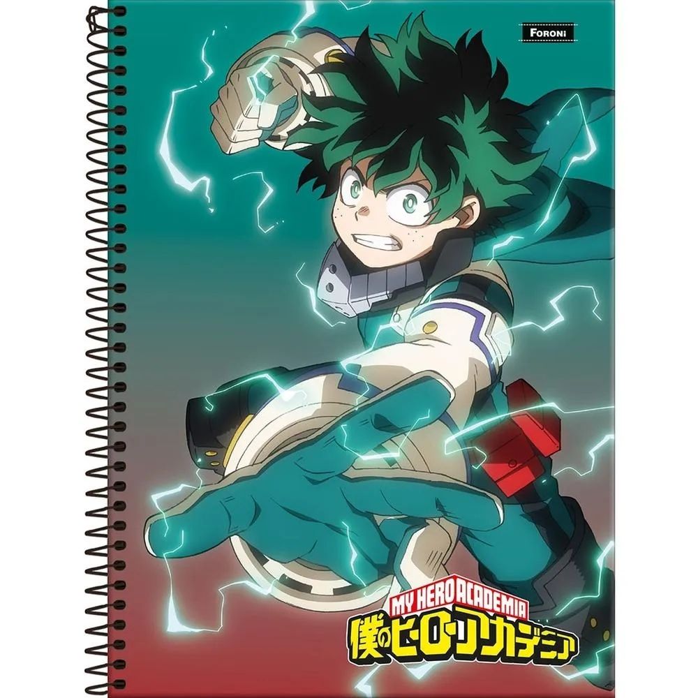 CADERNO UNIVERSITÁRIO 10 MATÉRIAS CAPA DURA MY HERO ACADEMIA 160FL FORONI  CADERNO UNIVERSITÁRIO 10 MATÉRIAS CAPA DURA MY HERO ACADEMIA 160FL FORONI