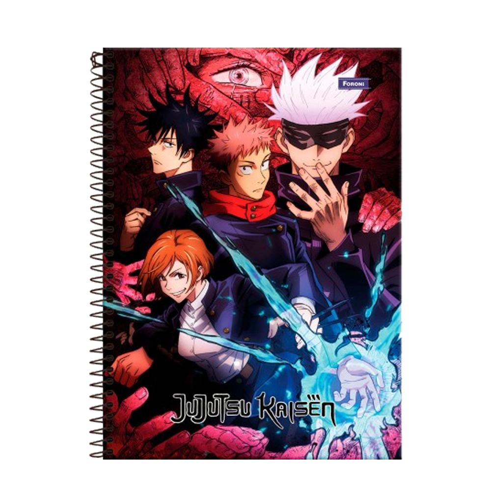 CADERNO UNIVERSITÁRIO 10 MATÉRIAS CAPA DURA JUJUTSU KAISEN 160FL FORONI <br> CADERNO UNIVERSITÁRIO 10 MATÉRIAS CAPA DURA JUJUTSU KAISEN 160FL FORONI <br>