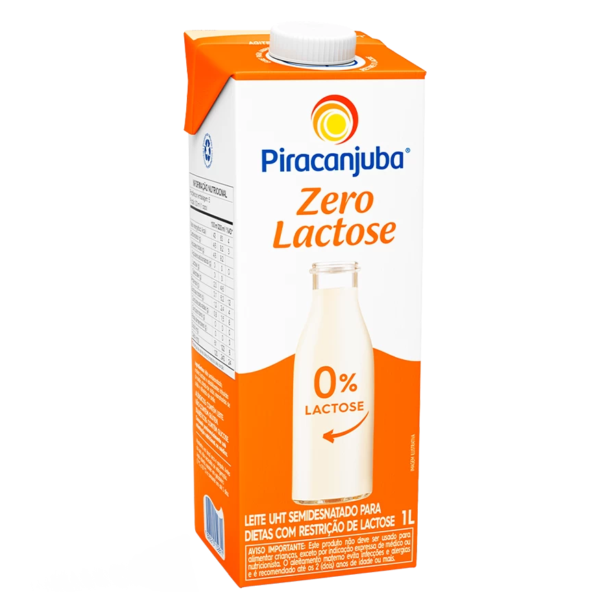LEITE LÍQUIDO UHT SEMIDESNATADO ZERO LACTOSE PIRACANJUBA 1L<br> LEITE LÍQUIDO UHT SEMIDESNATADO ZERO LACTOSE PIRACANJUBA 1L<br>